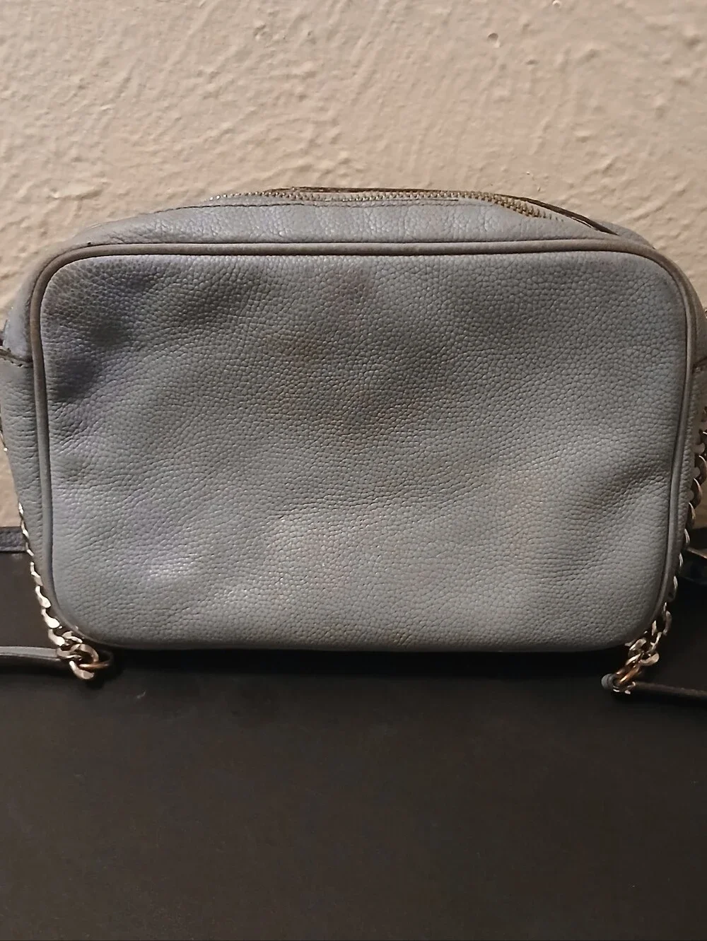 Michael Kors Pebbled Leather Crossbody in Light Blue with Silver-Tone MK Logo